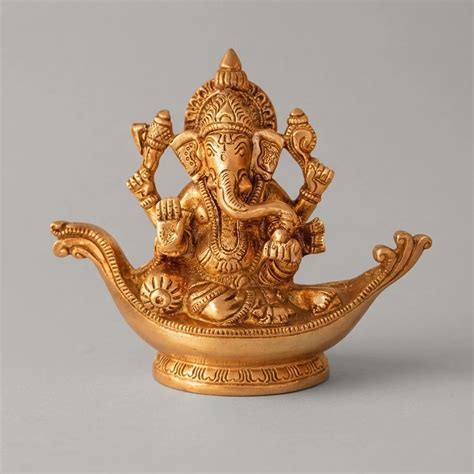 5" Pack of - 1 Brass Boat Ganesh ji | Brass Ganesh Ji Statue with Boat ...