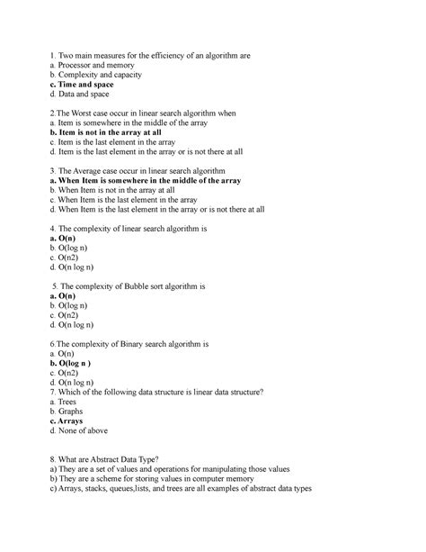 Unit I and II - Problems - Data Structures - Studocu