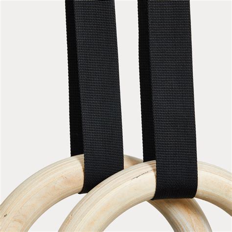 Cross Training Rings, Adjustable with Ergonomic Grip, Wooden Ring - Black