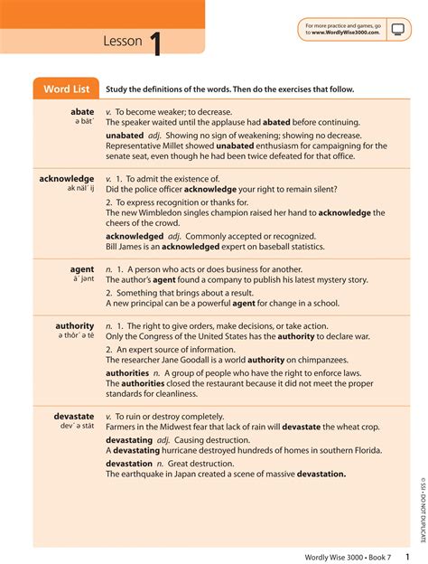 Wordly Wise 3000 Book 7 Wordly Wise 3000 : Hodkinson, Kenneth : Free