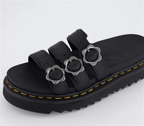Dr. Martens Blaire Flower Slides Black - Women's Sandals