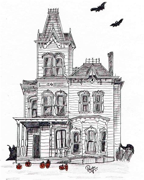 Step-by-Step Haunted House Drawing