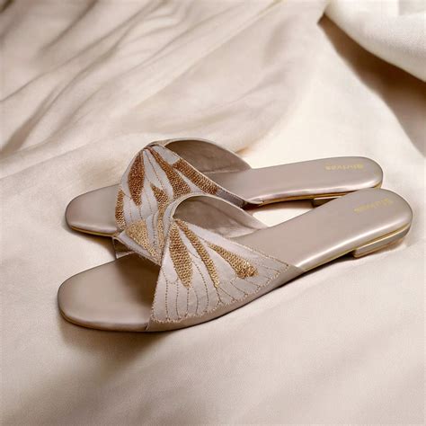 Gold Embroidered Women Designer Block Heel – Shrivas by Archita Mehta