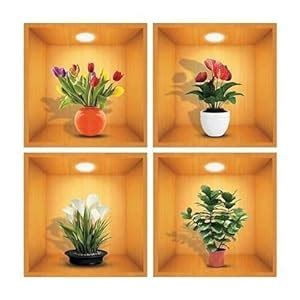 HETZON SALES 3D Vase Wall Stickers | Flower Pot Wall Stickers | 3D ...