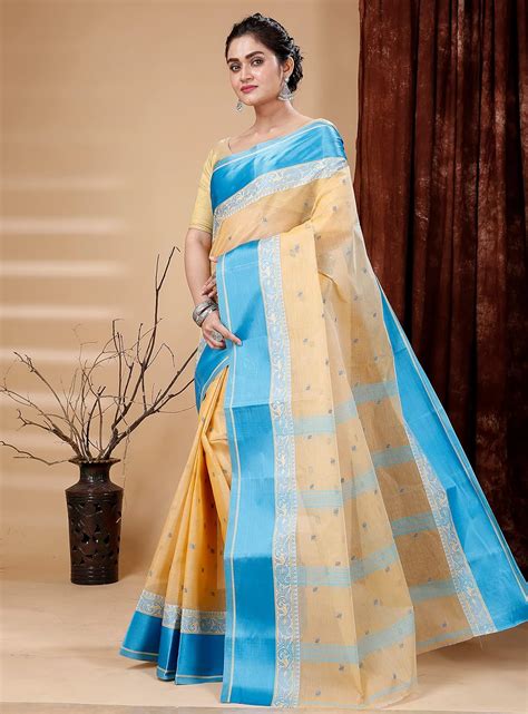 Buy Bong ButiQ Women's Traditional Pure Cotton Velvet Border Bengali ...