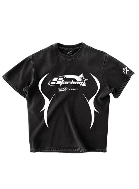 Y2K STARBOY - BLACK OVERSIZE TEE – What the fit