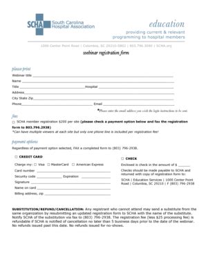 Fillable Online scha Webinar title Name Title Hospital Address City ...