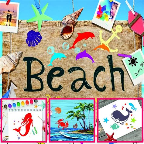Buy Mermaid Sea Ocean Creatures Stencils 20 PCS Reusable Painting ...