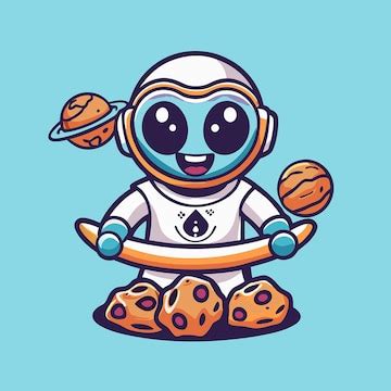 Mascot log of a playful alien exploring space rocks | Premium AI ...