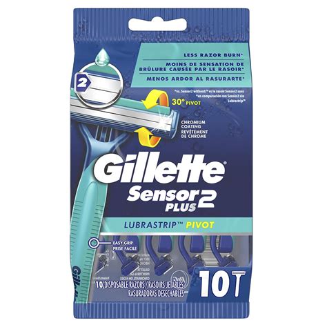 Gillette Sensor2 Plus Pivoting Head Men's Disposable Razors, 10 Count ...
