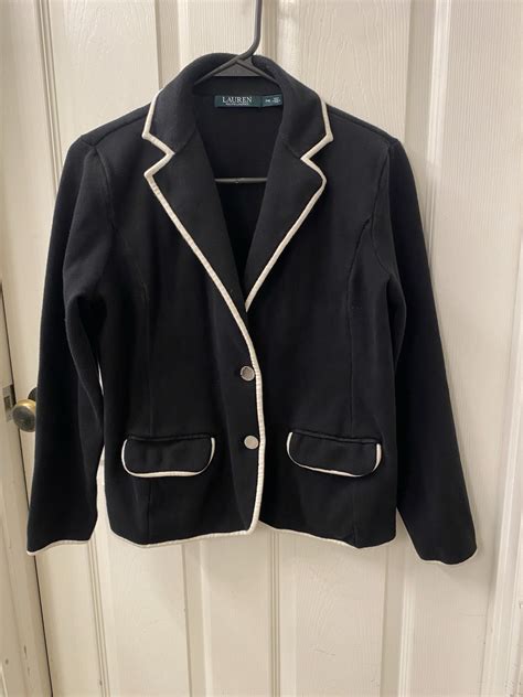 Ralph Lauren Women's Blazer Black and White Size PM P… - Gem