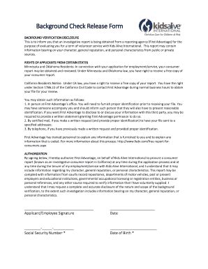 Fillable Online kidsalive Background Check Release Form - Kids Alive ...