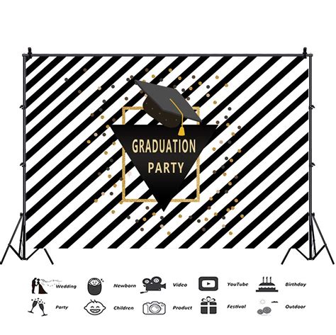 Baocicco 8x6.5ft Graduation Party Backdrop Graduation Season Black and ...