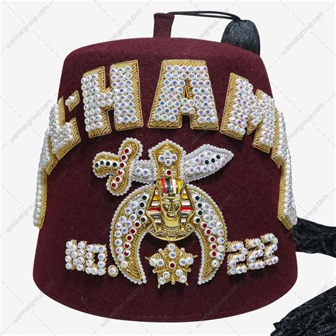 Shriners Fez Hat (AL-MUQIT) 3 Rows | Masonic Fezzes | Wannat