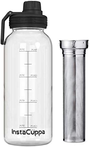 Glass Tea Infuser Bottle Double Wall 15oz, Water Bottle Tea and Water ...