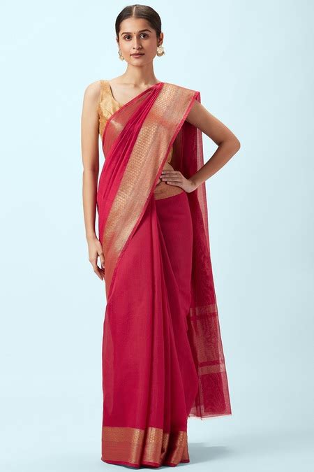 Red Printed Blended Saris - Selling Fast at Pantaloons.com