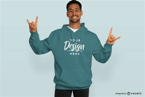 Latin American Male Model In Hoodie Mockup PSD Editable Template