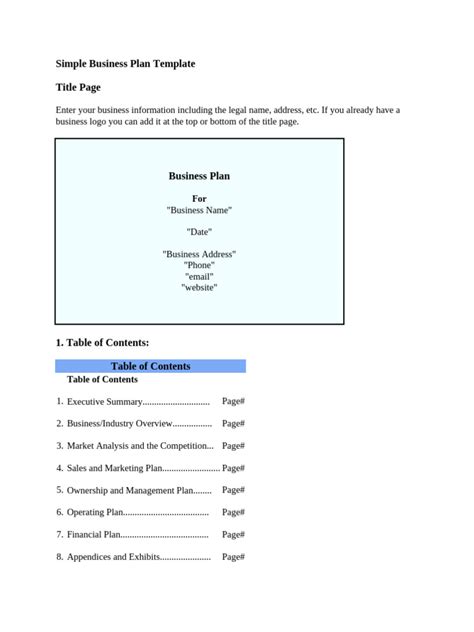 Simple Basic Business Plan 的图像结果