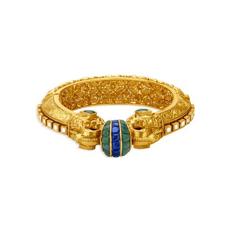 Exquisite Traditional Peacock Bangle with Precious Stones