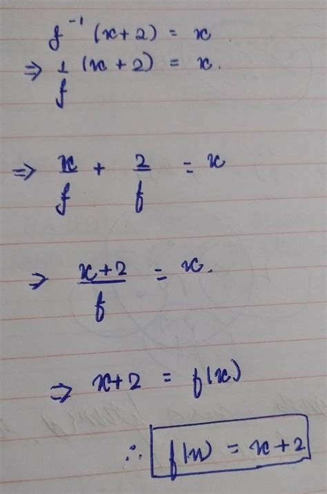 If f^-1 (x+2)=x ;find the value of f(x) - Brainly.in