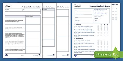 Prac Teacher Feedback Forms | Australian Teaching Resources
