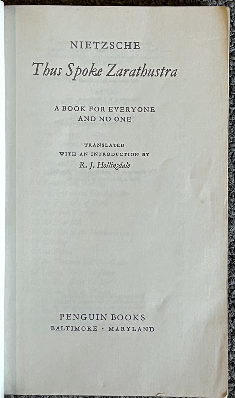Thus Spoke Zarathustra de Nietzsche, Friedrich; R. J. Hollingdale ...