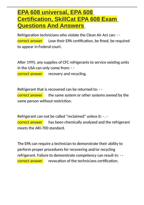 EPA 608 universal, EPA 608 Certification, SkillCat EPA 608 Exam ...