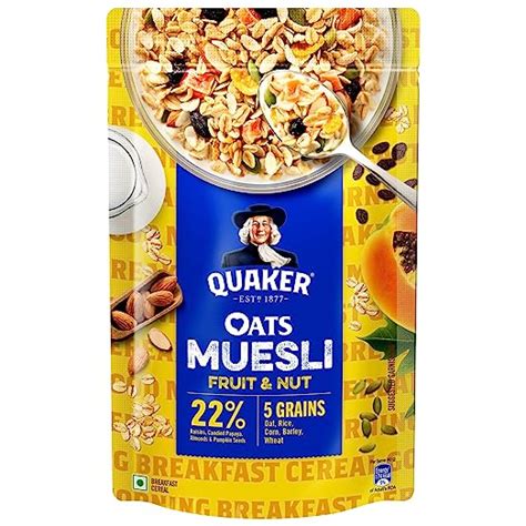 Quaker Oats Muesli 700g, Fruit & Nut flavour, Breakfast Oats Cereal ...