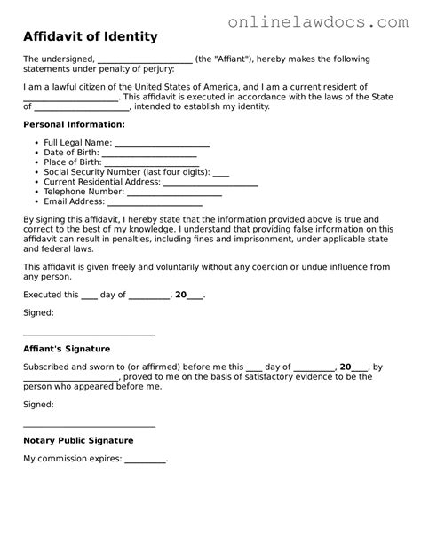 Affidavit of Identity Template ️ OnlineLawDocs.com