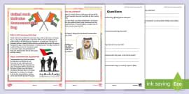 Summer in the UAE Reading Comprehension (teacher made)