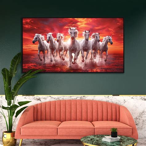 DECORSMANTRA Vastu 7 Running Horses Canvas Wall Painting|Wall Painting ...