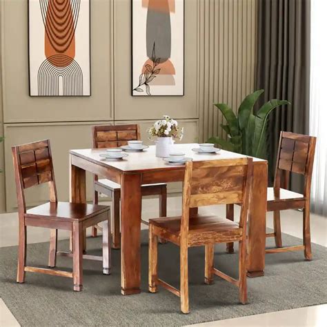 Moscow Luxury Sheesham Wood 4 Seater Dining Table Sets