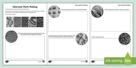 Charcoal Mark Making Activity Sheets