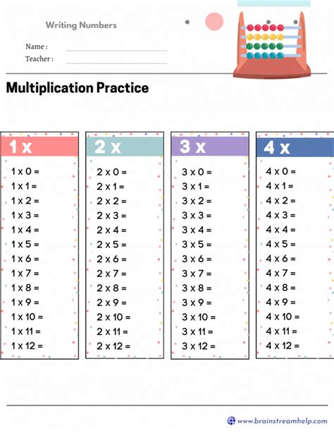 Image result for Multiplication 6 Facts Worksheet