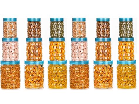 Buy Stysol (Pack of 18 Jars & Containers Set Daba (Blue, 350 ml-6 Jar ...