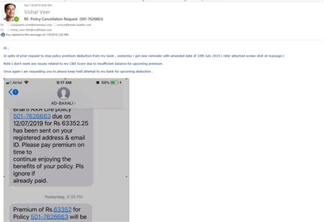 Bharti Axa — cancellation of policy due to misguided case