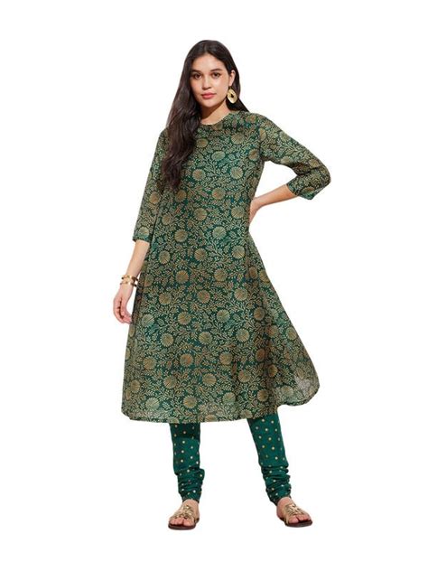 Buy Pink Fort Women's Three-Quarter Sleeves Chanderi Ethnic Motifs ...