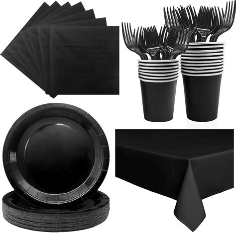 Amazon.com: Severs 25 Guests Black Paper Plates 9 Inch,Bulk Black Paper ...