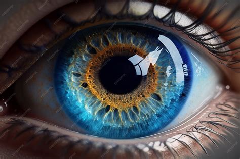 Realistic closeup of a beautiful blue human eye with highresolution ...