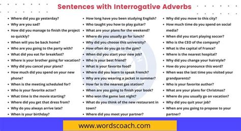 Image result for Interrogative Adverbs Examples