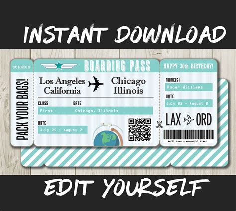 Fake Flight Ticket Template - Printable Calendars AT A GLANCE