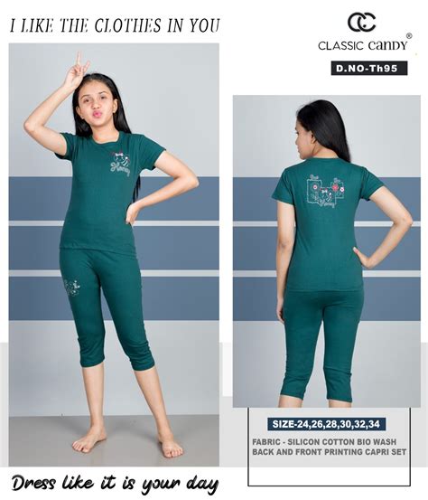 Th 95 Classic Candy Silicon Girls Capri Night Suits – Kavya Style Plus