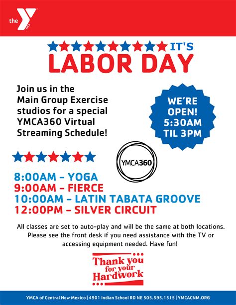 Labor Day YMCA360 Virtual Class Schedule - YMCA Central New Mexico
