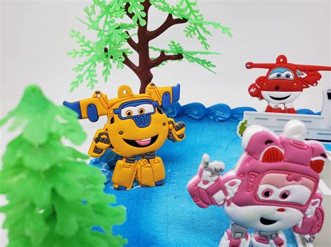 Super Wings Cake Topper Set Featuring Jett, Dizzy, Donnie, Mira and ...