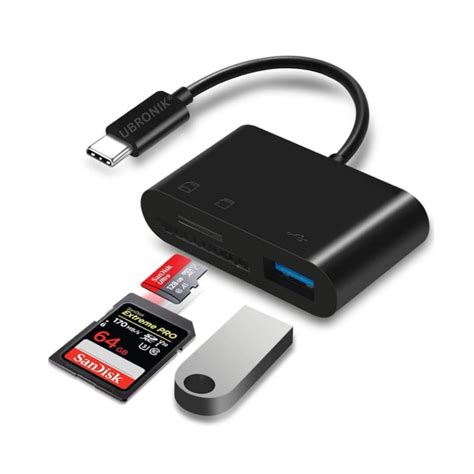 UBRONIK® SD Card Reader Type c Card Reader 3 in 1 USB C to SD Micro TF ...
