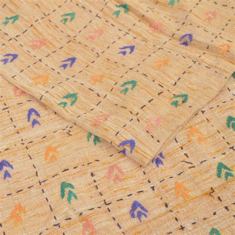 Sanskriti Vintage Long Shawl Cream Hand Embroidered Handloom Scarf Thr