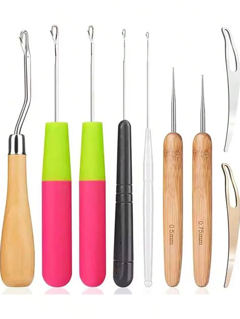 9 Peças Ferramentas de Crochê para Dreads, Gancho de Crochê para Dreads ...