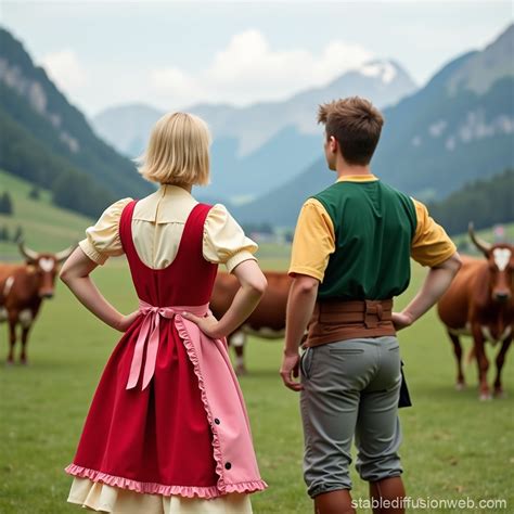 Young Woman in Traditional Swiss Clothing | Stable Diffusion en línea