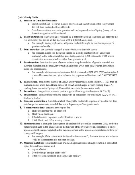 Quiz 3 - lecture notes for quiz - Quiz 3 Study Guide 1. Somatic vs ...