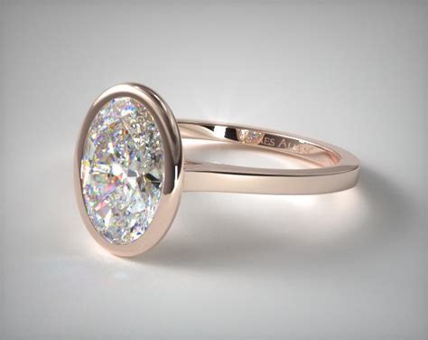 14K Rose Gold Bezel Solitaire Engagement Ring (Oval Center)-17254r14